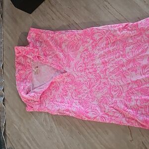 Luxletic Lilly Pulitzer sleeveless Top, upf 50, Pink and white Women